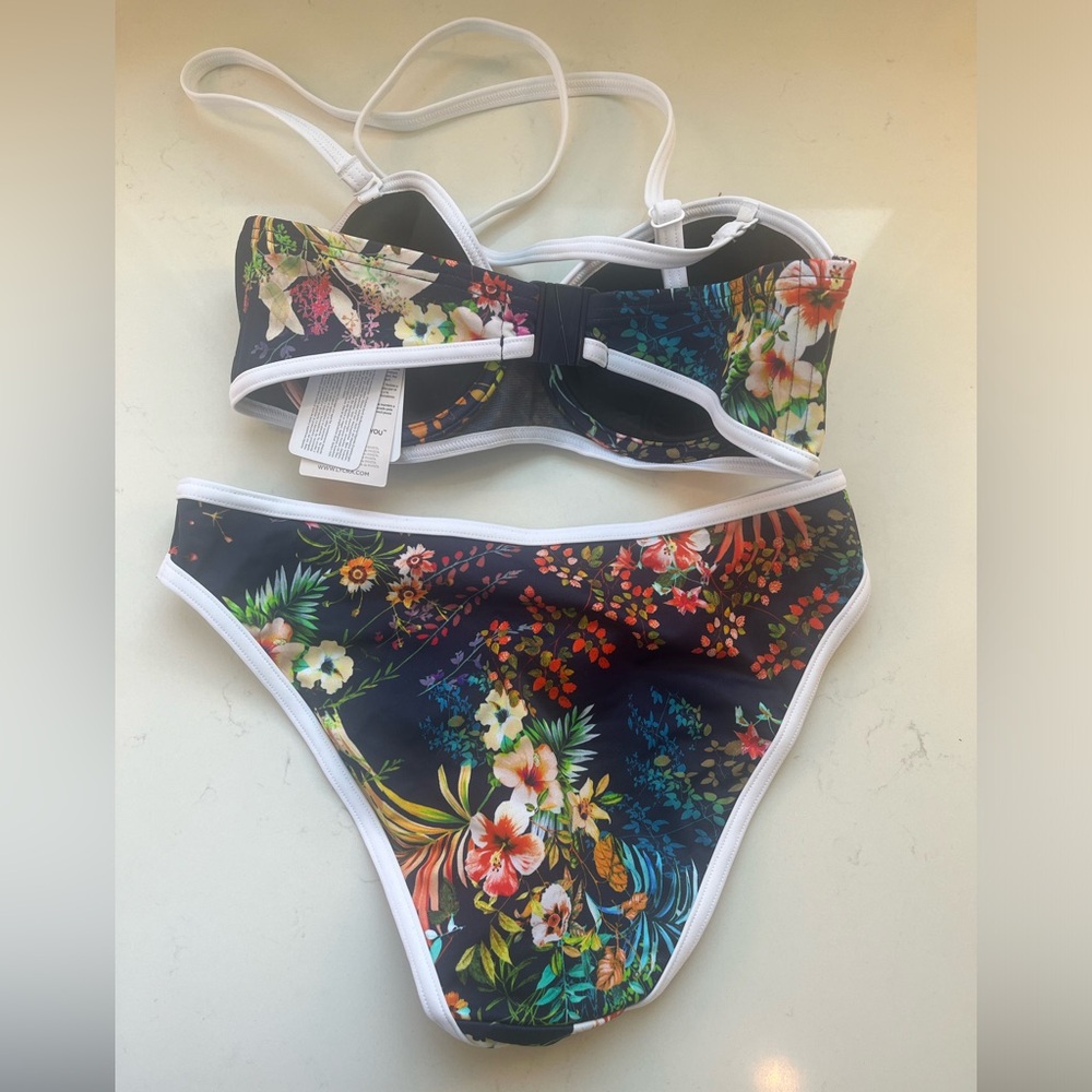 Freya club Tropicana midnight padded bandeau swimsuit